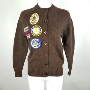 Vintage Bemidji Woolen Mills Women's 38 Cardigan Sweater Ice Skating Patch New